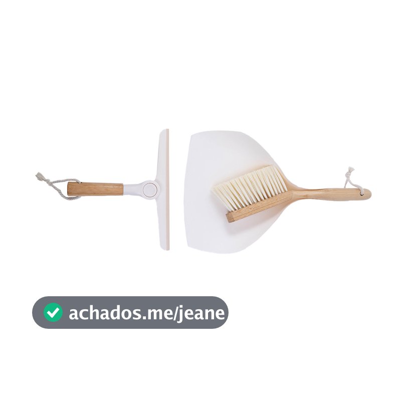 Kit Escova de Bambu E Rodo de Pia Off-White - Oikos