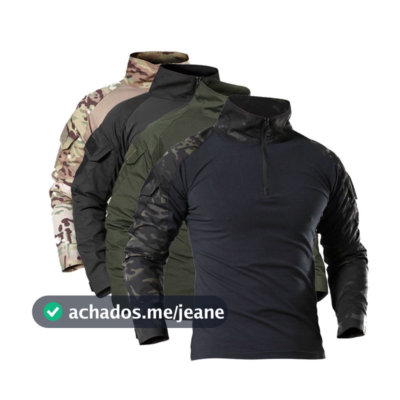 Camiseta Masculina Manga Comprida Camuflagem Para Caminhada Trabalho Camo