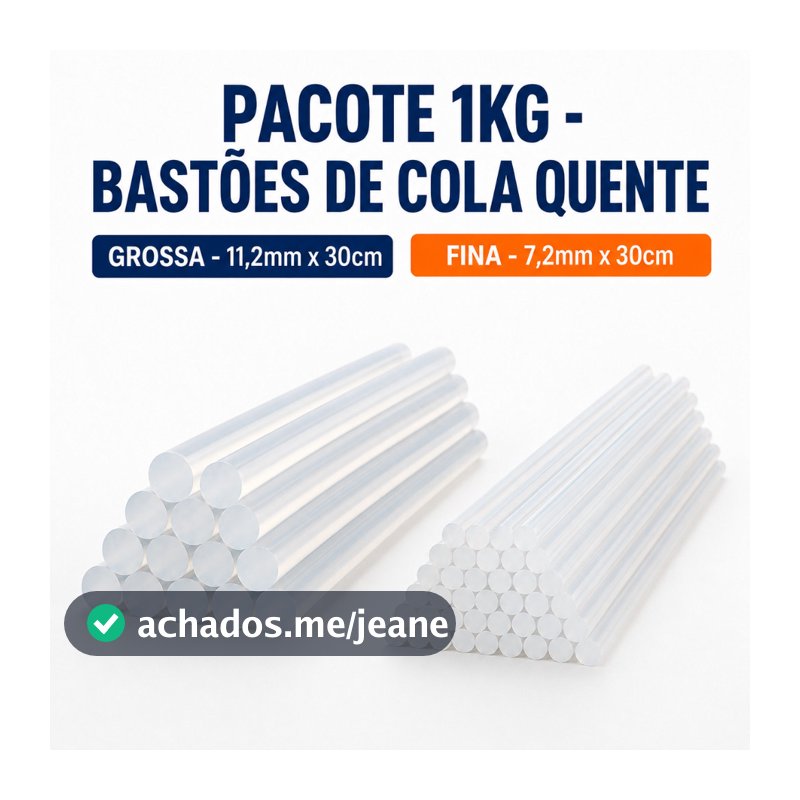 Bastão Cola Quente Refil Transparente 30cm Fina 7mm ou Grossa 11mm Pacote 1kg LeoArte