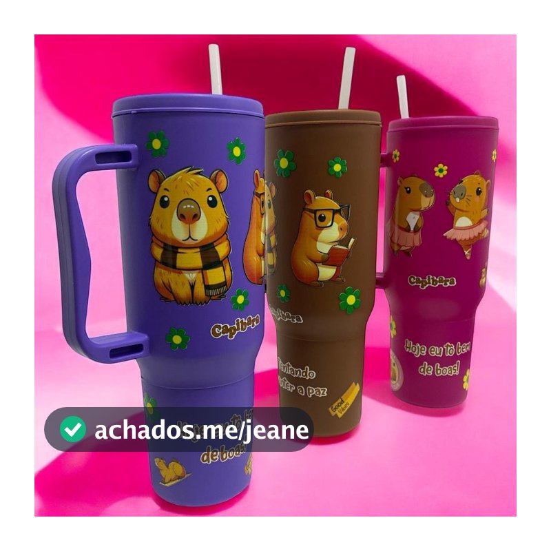 Copo com Canudo Capivara 1200ml Em Policarbonato