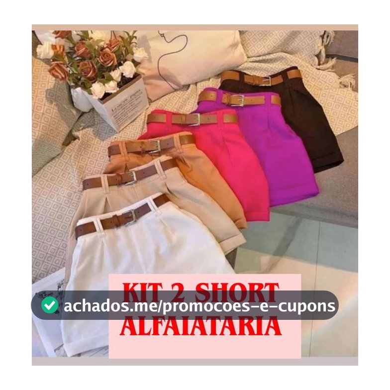 Kit 2 Short Alfaiataria Feminino Com Bolso Com Cinto Cintura Alta PROMOÇÃO
