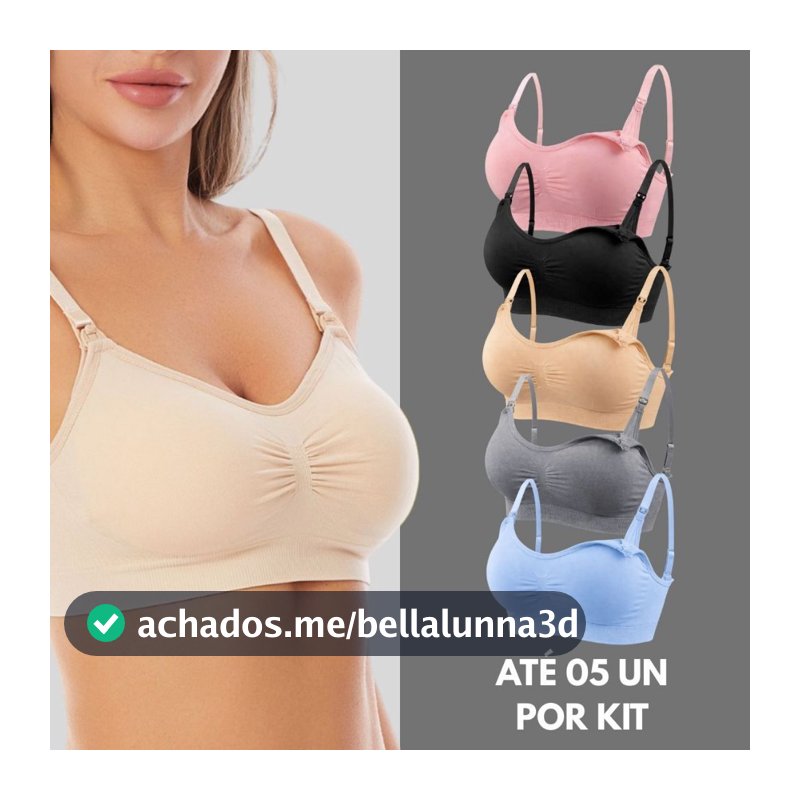 KIT 5/4/3/2 Reforçado Sutiã Amamentação Sem Aro Bojo Removível Confortável P/ Gestante Pós Parto