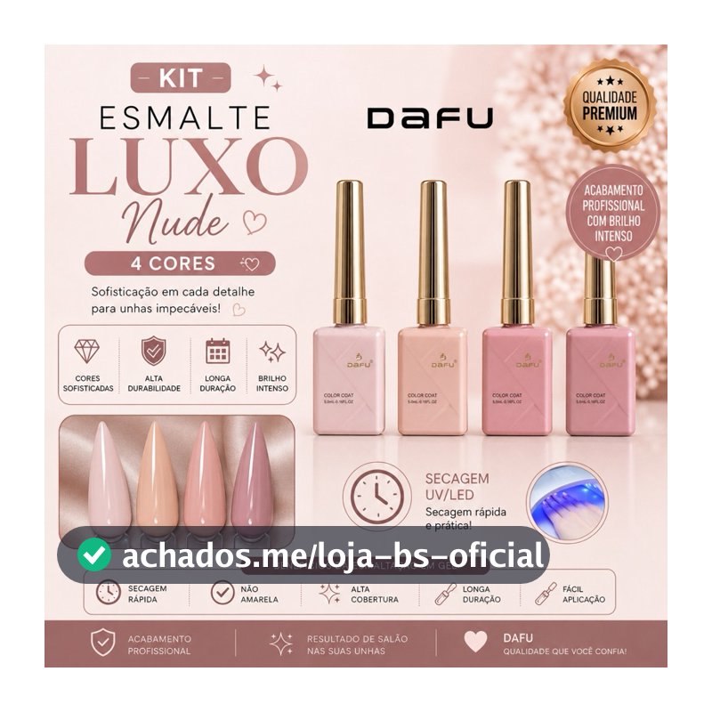 Kit 4 Esmalte em Gel Nude Rosado - 10ml - Fundo Realista  Dafu - UV -Perfeita Cobertura