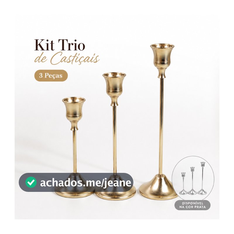 Kit 3 Castiçal Suporte de Velas Metal, Decoração sala, quarto, Casamento, altar, presente, Halloween
