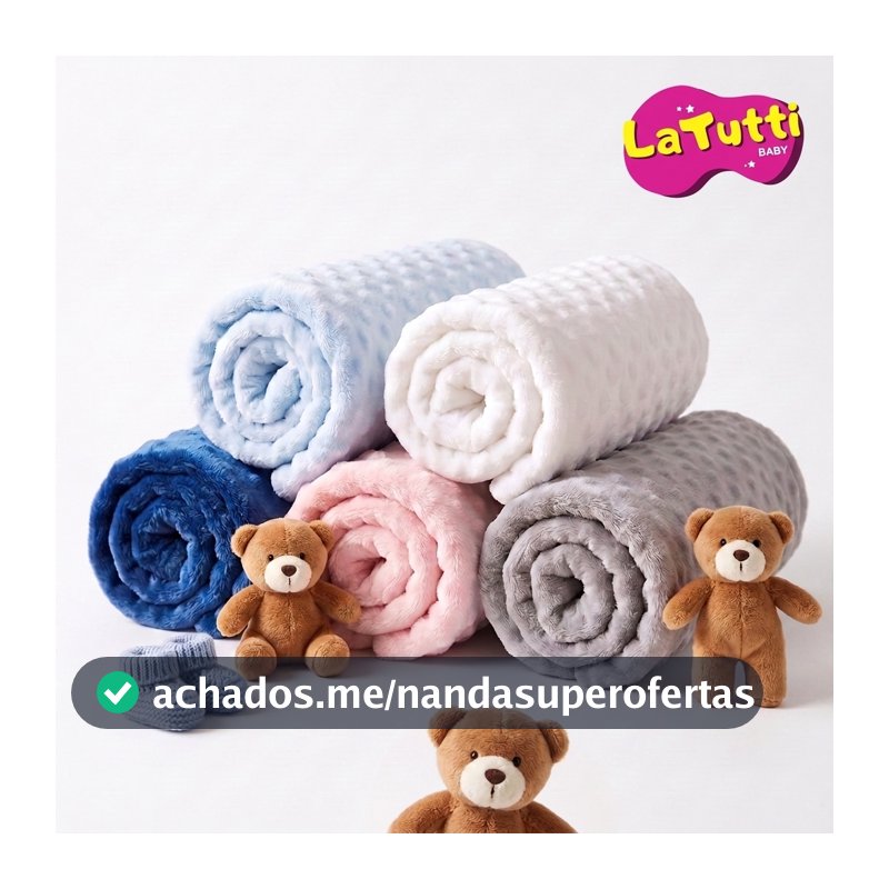 Manta Poa Bebê Pipoquinha Antialergica 1m x 80cm | Berço Carrinho e Saída Maternidade