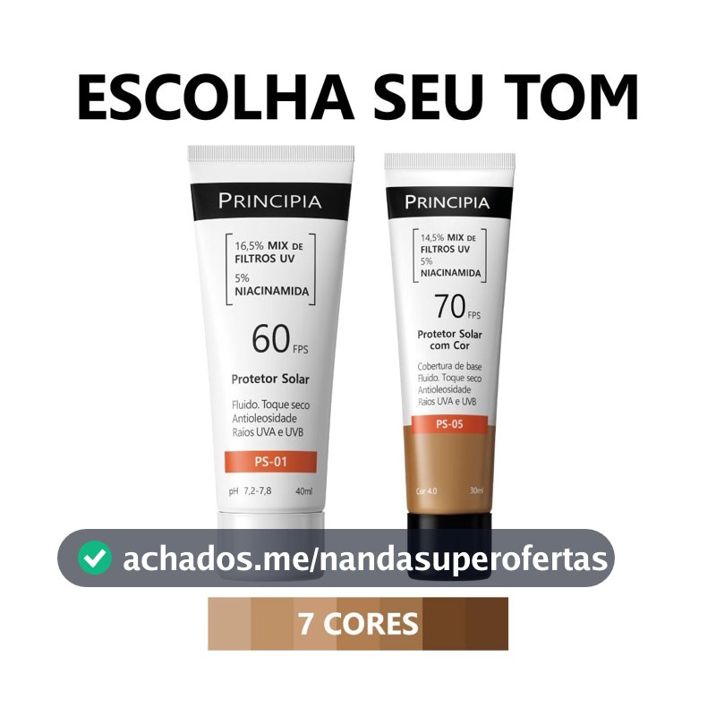 Principia Kit Protetor Solar PS-01 FPS 60 + PS-05 FPS 70- escolha seu tom