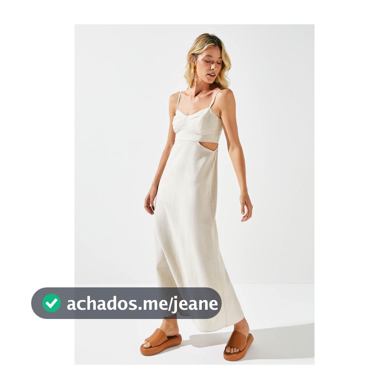 Vestido Midi Evasê Com Lastex Em Linho
