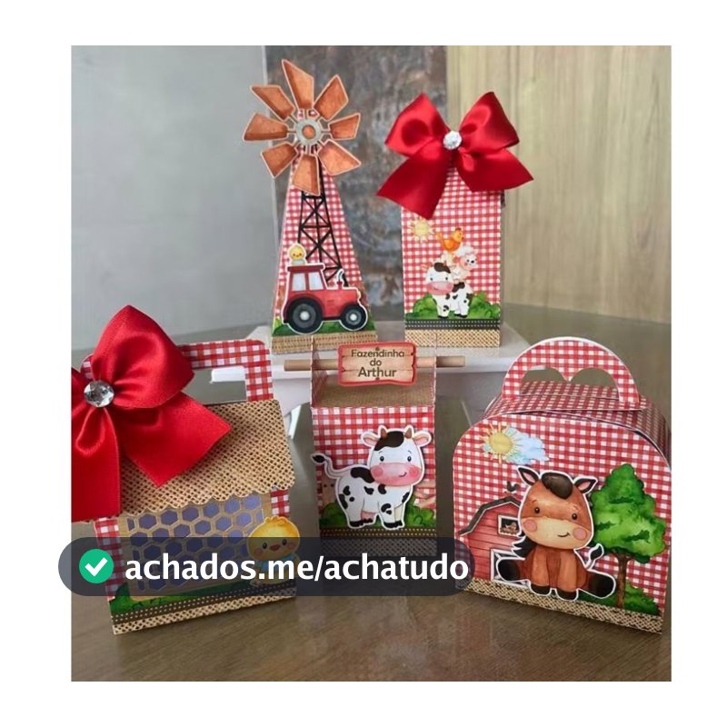 KIT FESTA LEMBRANCINHA FAZENDINHA VERMELHO COM APLIQUE PEGUE E MONTE- LEMBRANCINHA FAZENDINHA- CAIXINHA FAZENDINHA
