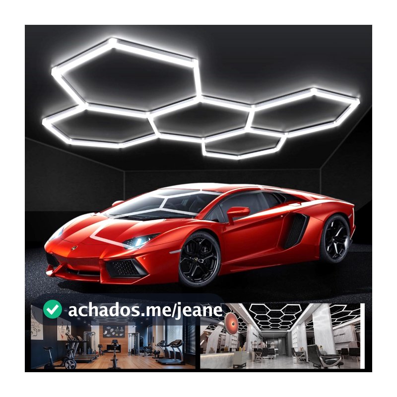 6500K Luminária LED Colmeia Hexagonal, Opções 5 ou 14 Células Branco, Para Oficina Automotiva e Garagem