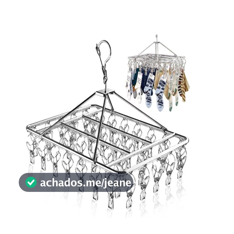 Varal 40 Prendedores Roupa Bebe Calcinha Cueca Dobrável Inox