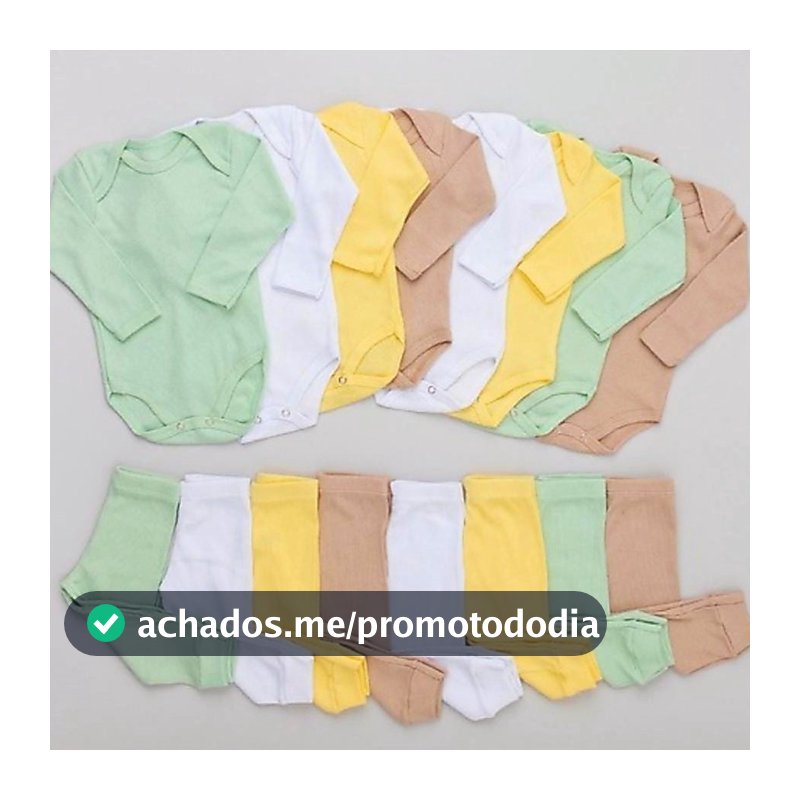 Kit 6 Peças Body e Calça Canelado Bebê Sortidas 100% Algodão 3 Body e 3 Calças Antialérgico