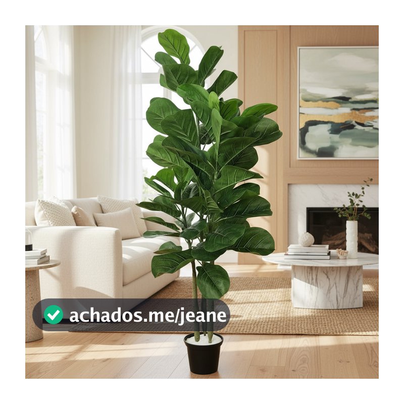 Planta Artificial Ficus Lyrata Grande Alta 1,25M Decoração Elegante Sala Escritório Toque Real Luxo