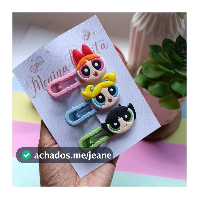 presilha de cabelo 5.5 cm tic tac infantil colorido com aplique/bico de ferro