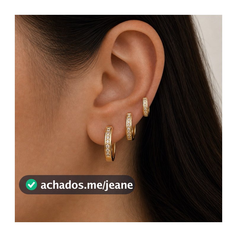 Trio Brinco Argola Folheado Ouro 18K Feminino Brilhante