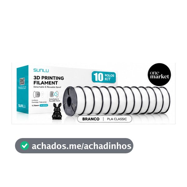 Kit 10kg Filamento Impressora 3d Sunlu PLA Classic Cor Branco (White) - OneMarket