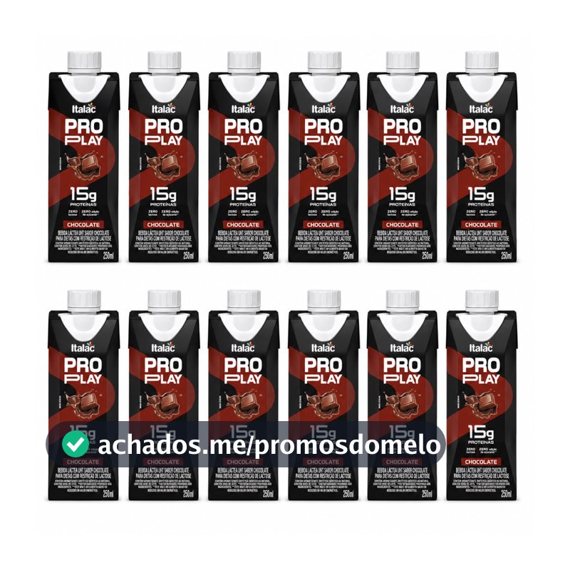 12 Pro Play Italac  250ml | 15g Proteína Zero Lactose Bebida Proteica Original