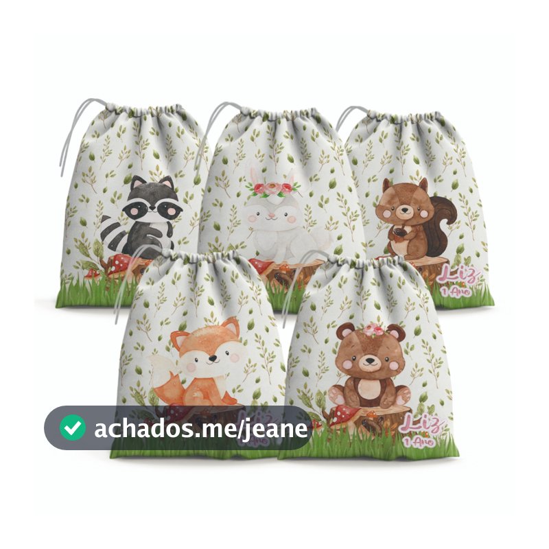 Kit 30 Sacolinhas Personalizada para Lembrancinha 15x20 cm Festa Infantil Nome e Idade