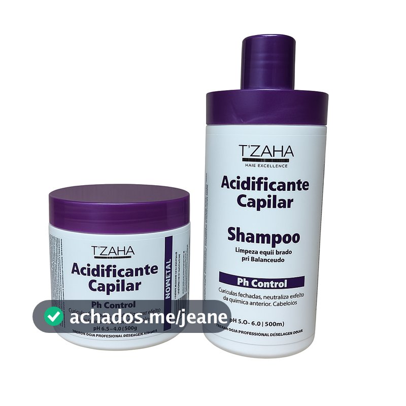 Kit Acidificante Capilar Tzaha Shampoo  Máscara | PH Control Sem Metal 500ml e 500g