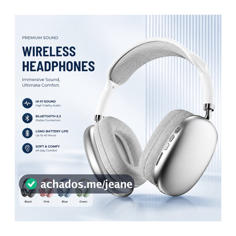 Fones de ouvido sem fio Bluetooth P9 TWS, dobráveis, estéreo