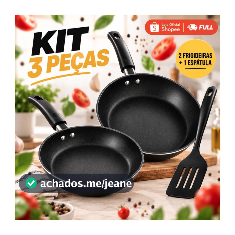 Kit 3 Peças Frigideiras Francesas Antiaderentes 2 Frigideiras + Espátula