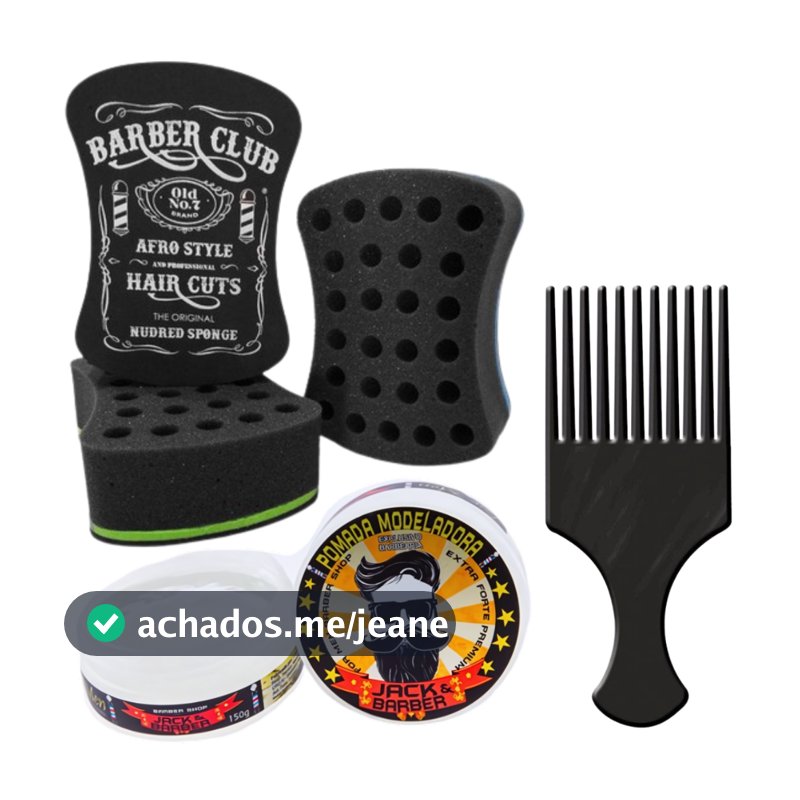 kit nudread bucha de enrola cabelo + pente garfo plastico +  cera modeladora jack barber