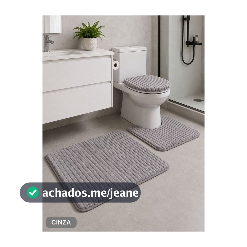 Tapete para Banheiro Canelado kit com 3 peças Antiderrapante Super Soft  Peças Algodão e Pelúcia