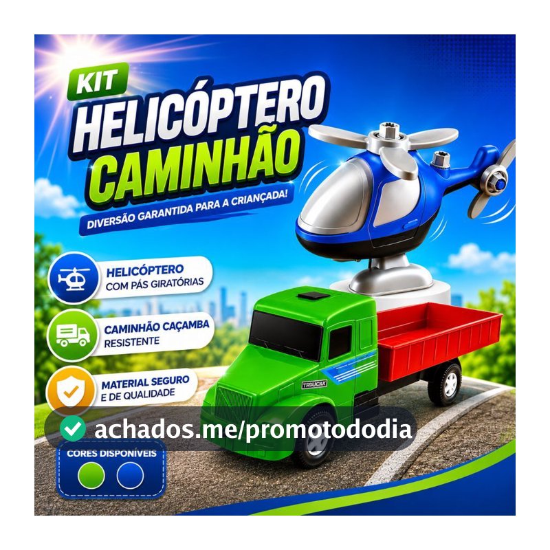 Caminhão Carroceria Helicóptero Usual Brinquedos Infantil Toys Presente