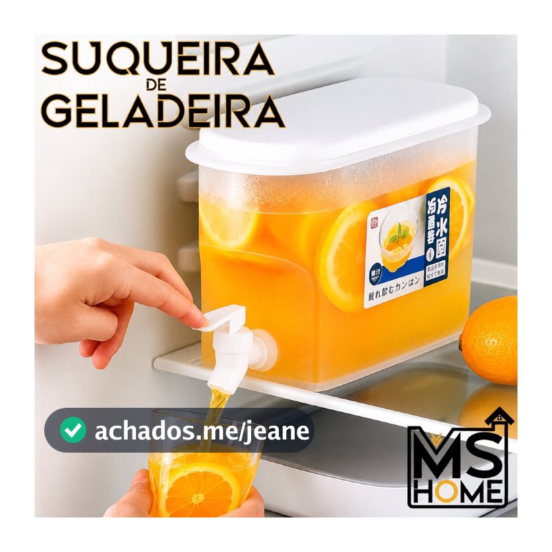 Suqueira Plastica Com tampa Para Geladeira Capacidade 2.8 Litros Para Agua Saborizada 2.8L