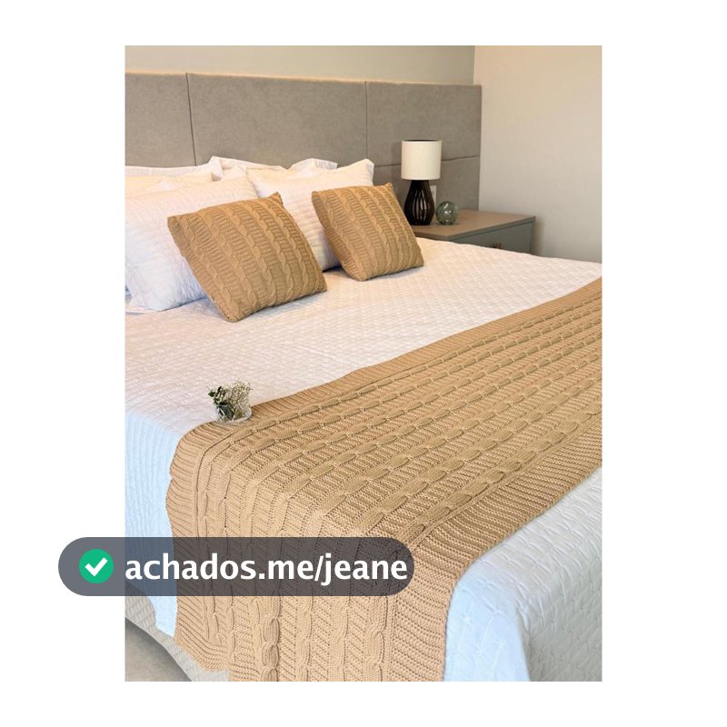 Kit Manta Peseira de Tricot + Capas de Almofada para Cama Sofá Casal Queen King Decoração Trança FI