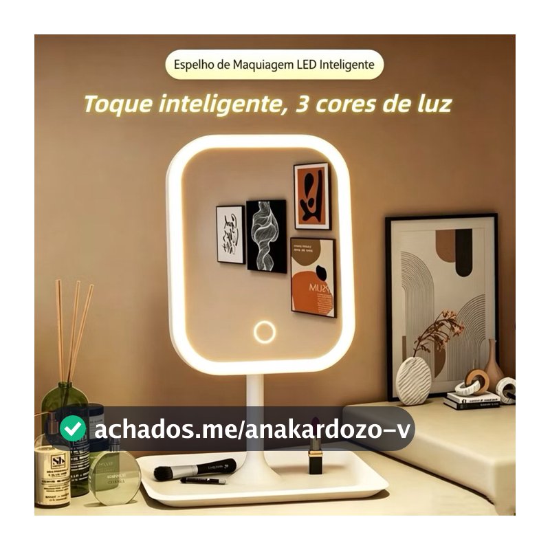 Espelho Para Maquiagem Mesa Inteligente Com Luz De Claro Led Portátil Dobrável Ajustável