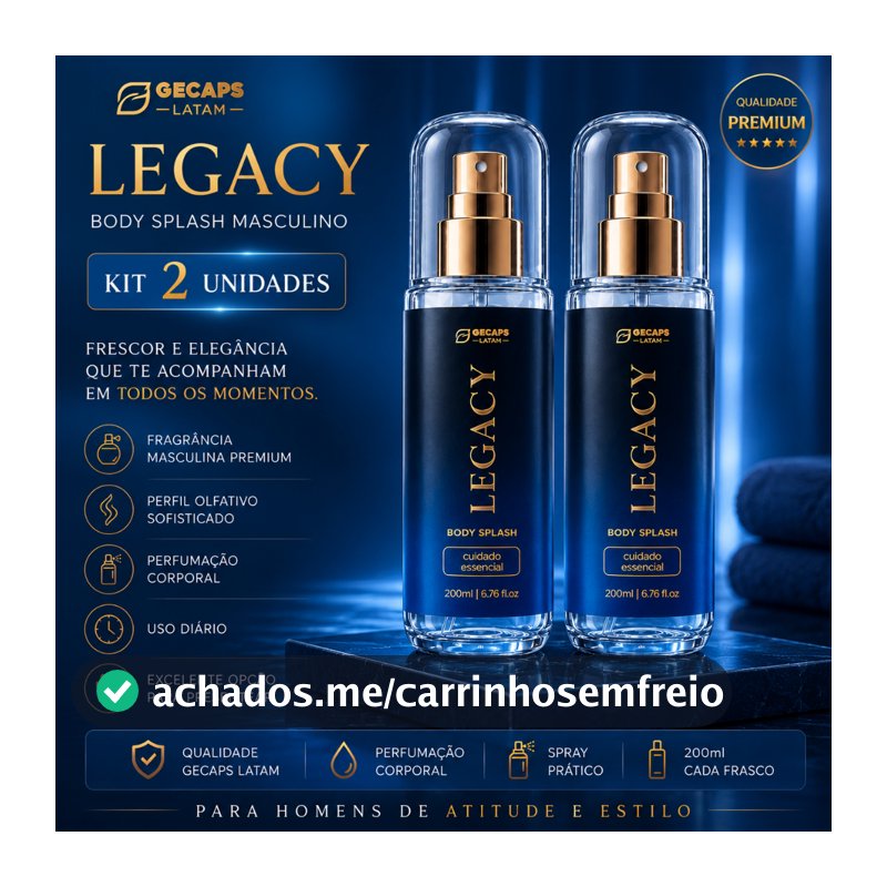 Kit 2 LEGACY 200ml | Body Splash Masculino Premium | Presente para Homens