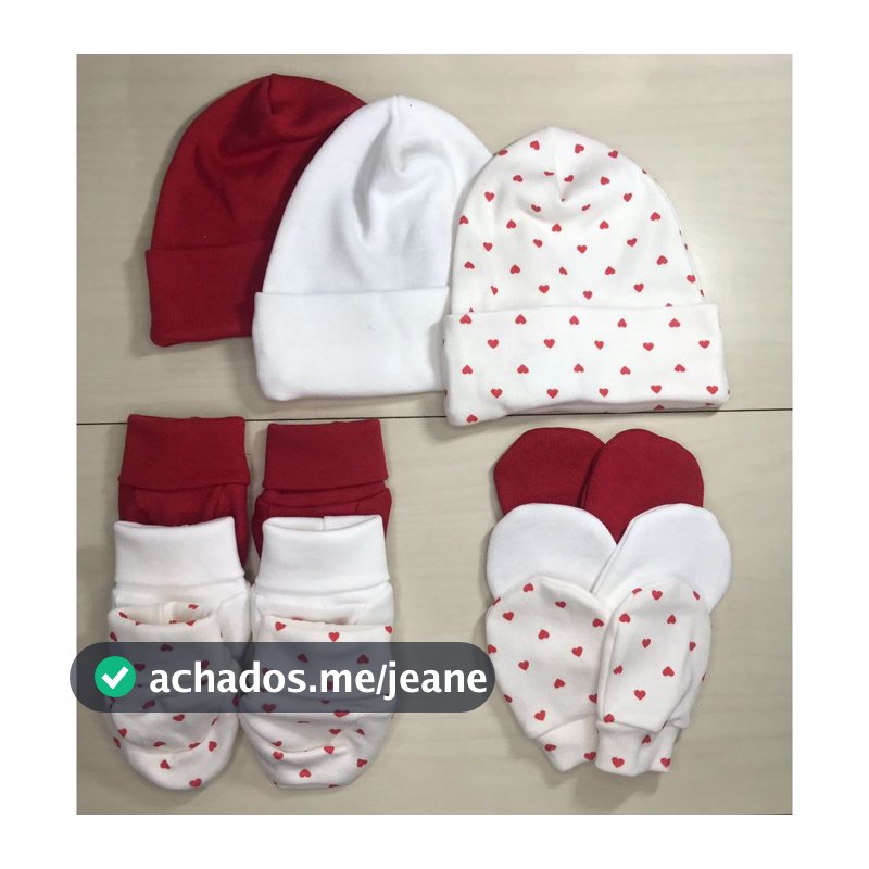 Kit Touca, Luva e Pantufa para Bebê – 3 Peças Suedine 100% Algodão Bebê Enxoval Maternidade Estampado Menina