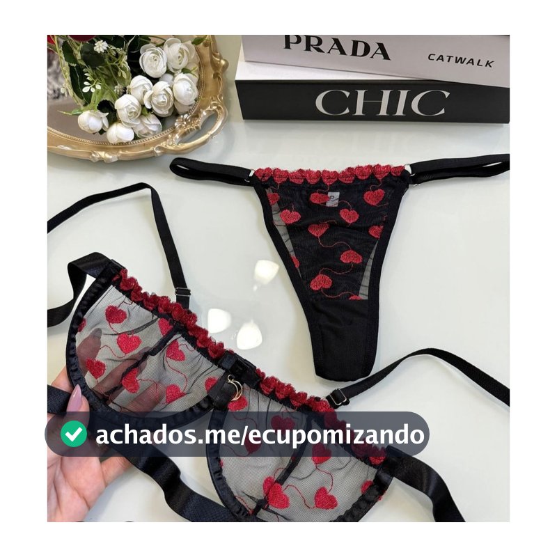 Conjunto lingerie calcinha sutiã  com aro moda intima Gringa tule Bordado