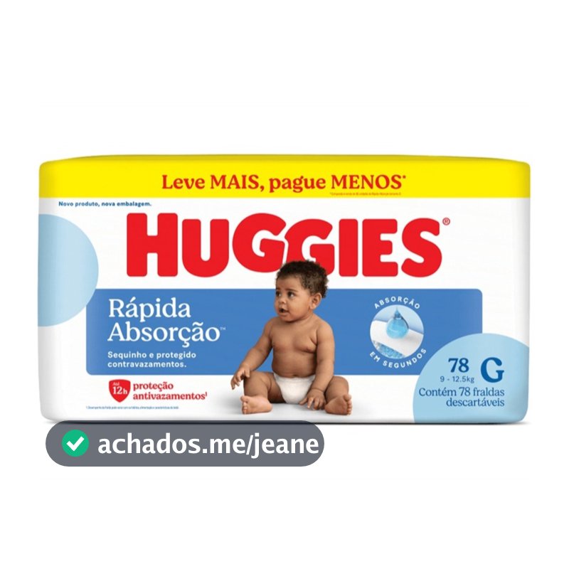 Fralda Descartável  Huggies Tripla Proteção Hiper - Tamanho G- Com 78 Unidades