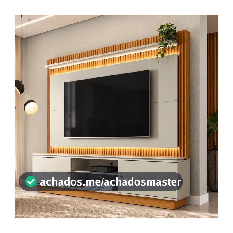 Estante Home para TV até 75'' com LED Guararapes Linea Brasil 215cm