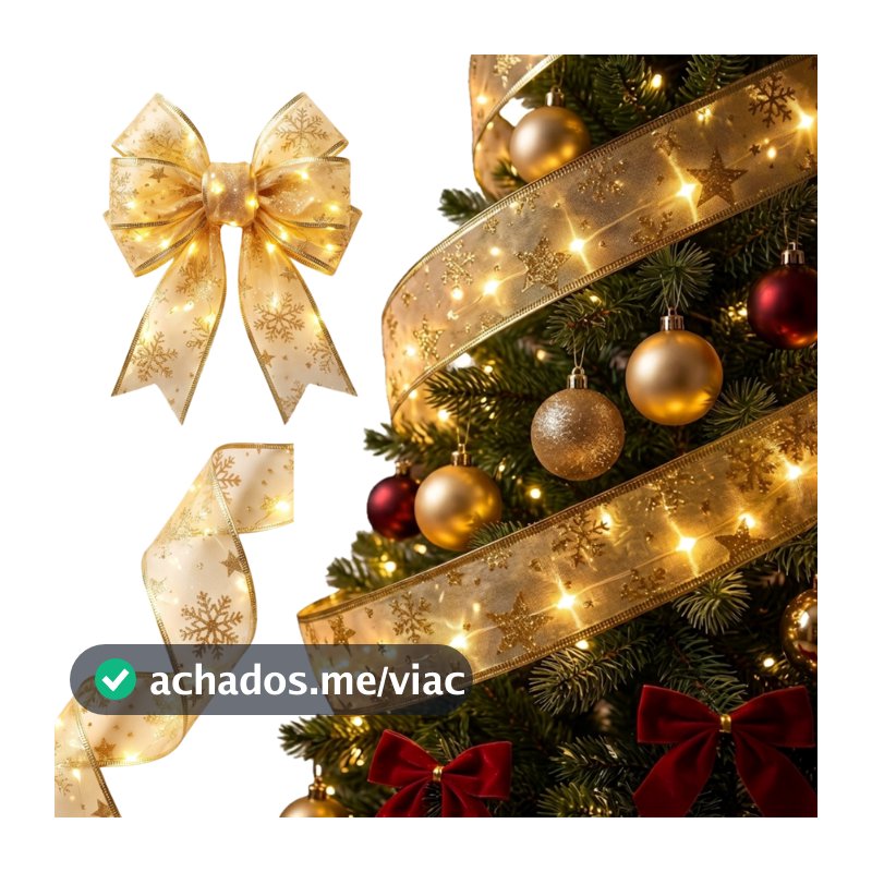 Fita De Natal 10 Metors Led Cetim Laços Fitas Dupla Pisca Pisca Árvore Decoração Enfeites Natalinos Arame De Cobre