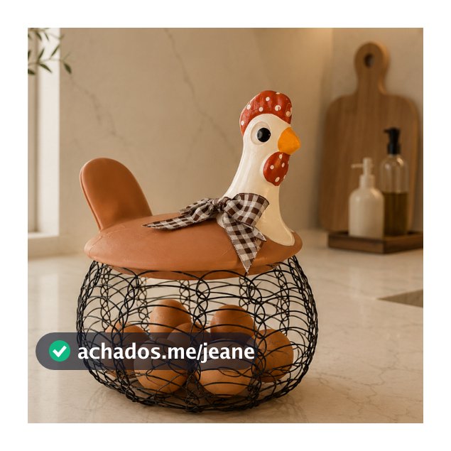 Galinha Porta-Ovos Tampa de Cerâmica e Cesto Aramado Ideal Para Decoração e Enfeite de Cozinha