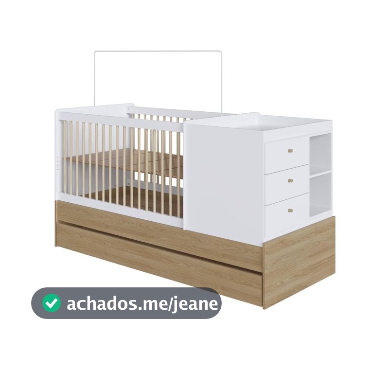 Berço Multifuncional com Cama Auxiliar Marrom Branco