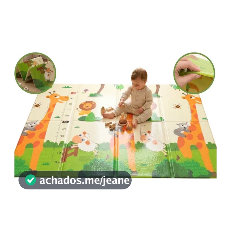 Tapete Infantil Tatame Dupla Face Emborrachado 150x200cm Dobrável Antiderrapante Seguro Impermeável Bebê Kapazi
