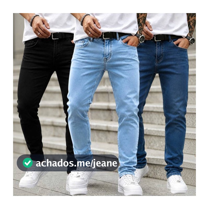 Calça Jeans Masculina Premium Skinny Corte Tradicional com Lycra Conforto Lavagem Clara Escura Preta Moda Casual