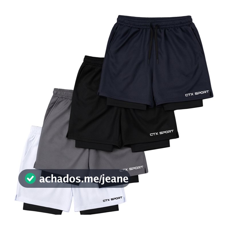 KIT 4 ou 2 Bermudas 2em1 Masculina Academia Corrida Fitness Compressão Treino Dry Fit 3 bolsos SPORT