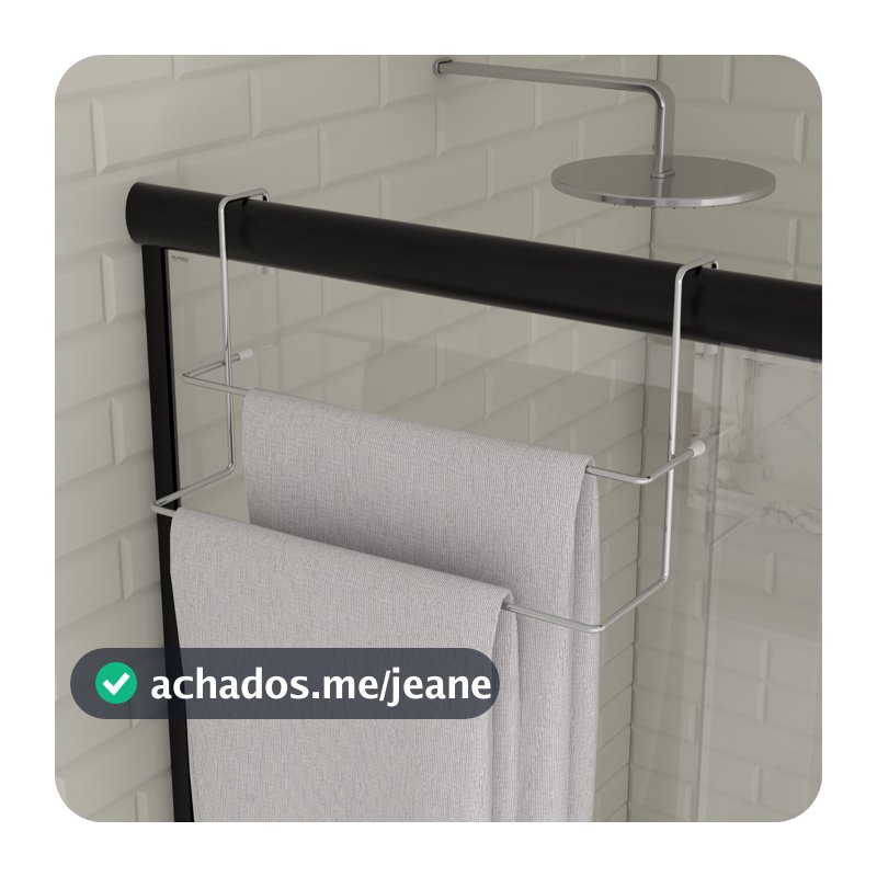 Porta Toalha Box Toalheiro Duplo Para Banheiro Cromado ARM