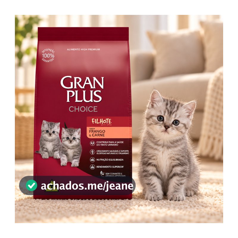 Ração GranPlus Choice Gato Filhotes Sabor Frango e Carne 10KG Premium Nutricao Completa