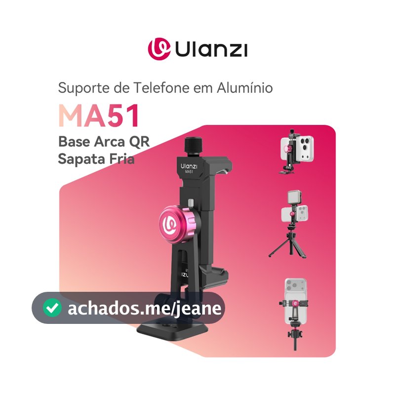 ULANZI MA51 Suporte de Telefone em Alumínio com Base Arca QR e Cold Shoe, para iPhone 15–17