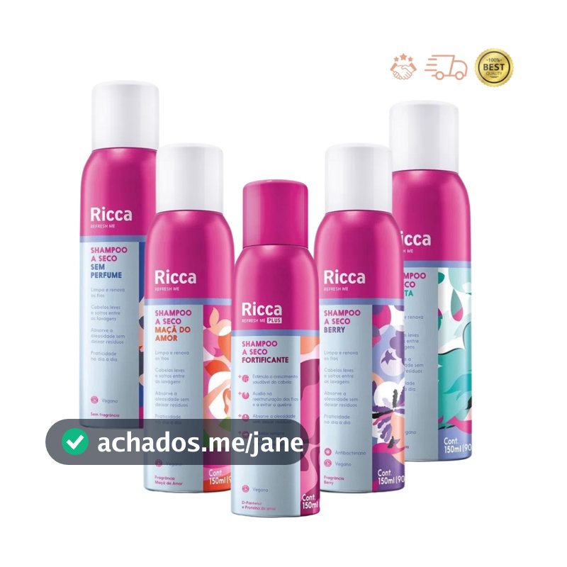 Shampoo a Seco Ricca 150mL - Escolha Seu Preferido