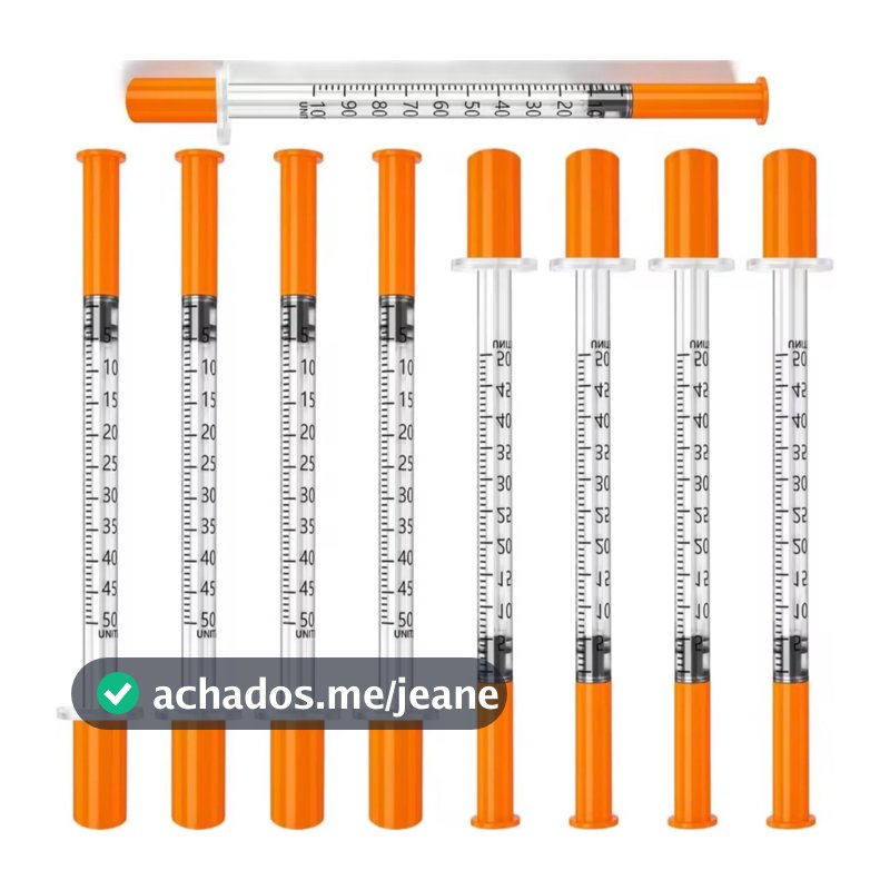 Seringa Insulina 1ml Fixa Agulha Fina Ultrafina 0,25mm x 6mm Graduada Estéril Descartável 100ui 31g