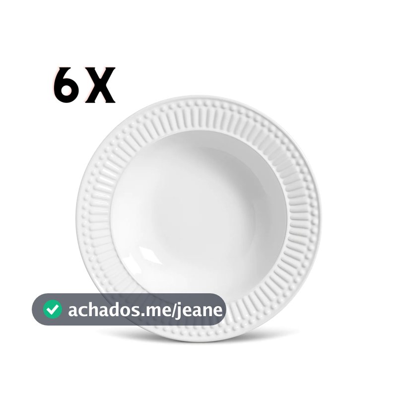 Conjunto Prato Fundo Roma Branco 6 Peças 2ª Linha Porto Brasil