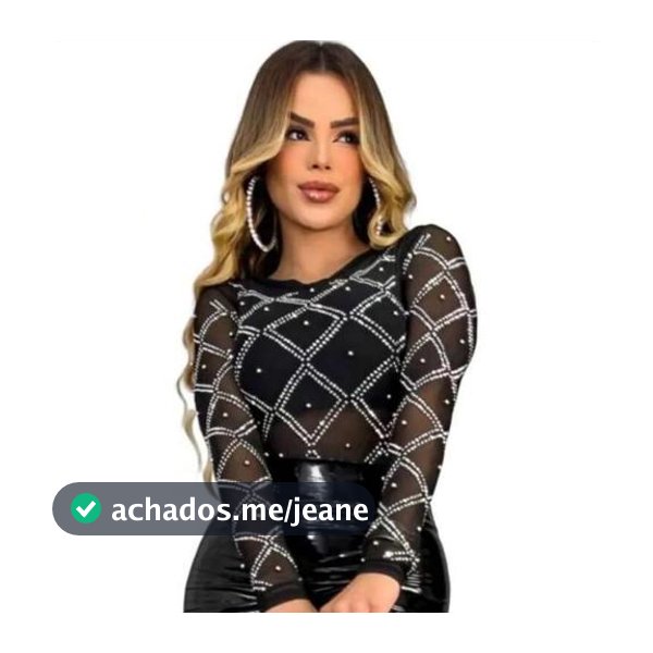 Body Feminino Tule Transparente Pedraria Strass Manga Longa Balada Blogueira festa