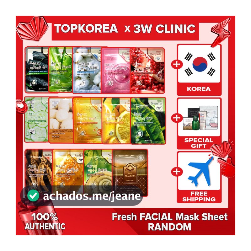 ★ Clínica 3W// 10 PCS Folha De Máscara Facial Fresca-14 Opções/TOPKOREA/Envio Da Coreia