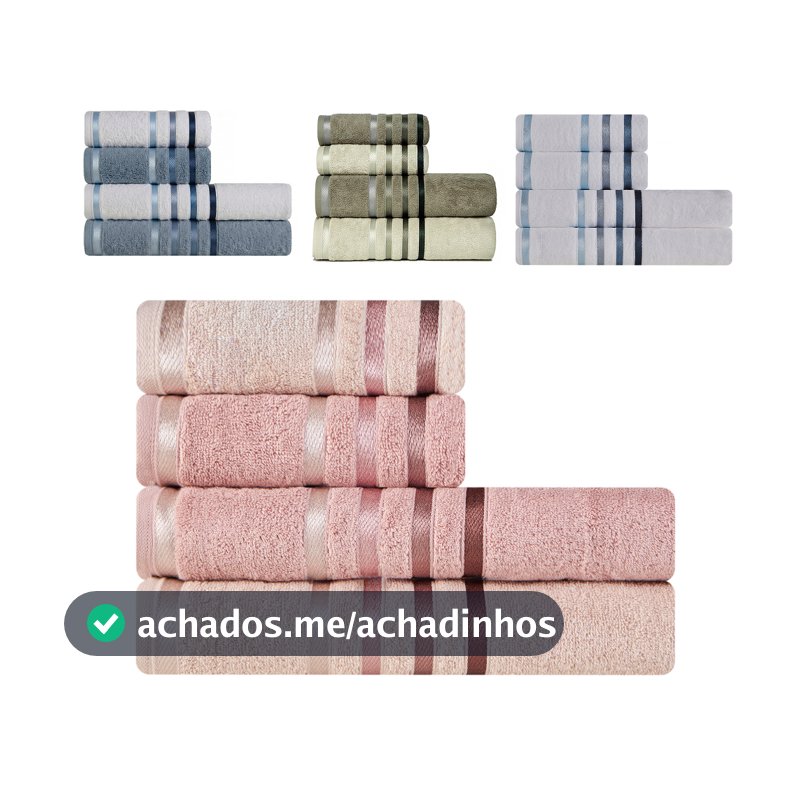 Jogo de Toalhas 4 Peças Banhão Gigante + Rosto Fio Penteado Lumina Karsten - Emcompre